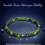 Sertifikalı Kandaki Demir Eksikliği Aktivasyon Bilekliği – Yeşil Aura Gökkuşağı Hematit Taşı