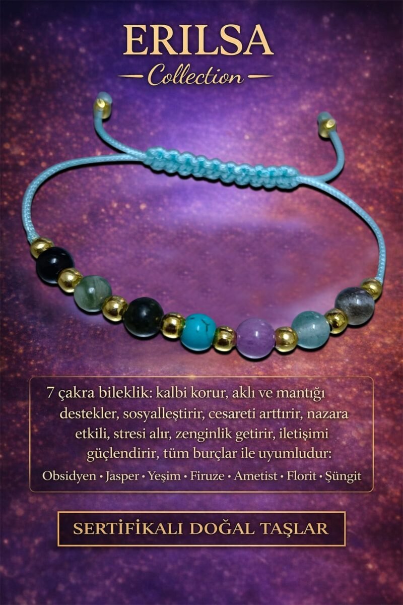 Sertifikalı 7 Çakra Denge Ve Enerji Uyum Bilekliği – Doğal Taş Şifa Serisi - Buz Mavisi