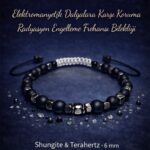 Sertifikalı Elektromanyetik Dalgalara Karşı Enerji Denge Bilekliği – ShungitTerahertz 6mm Doğal Taş