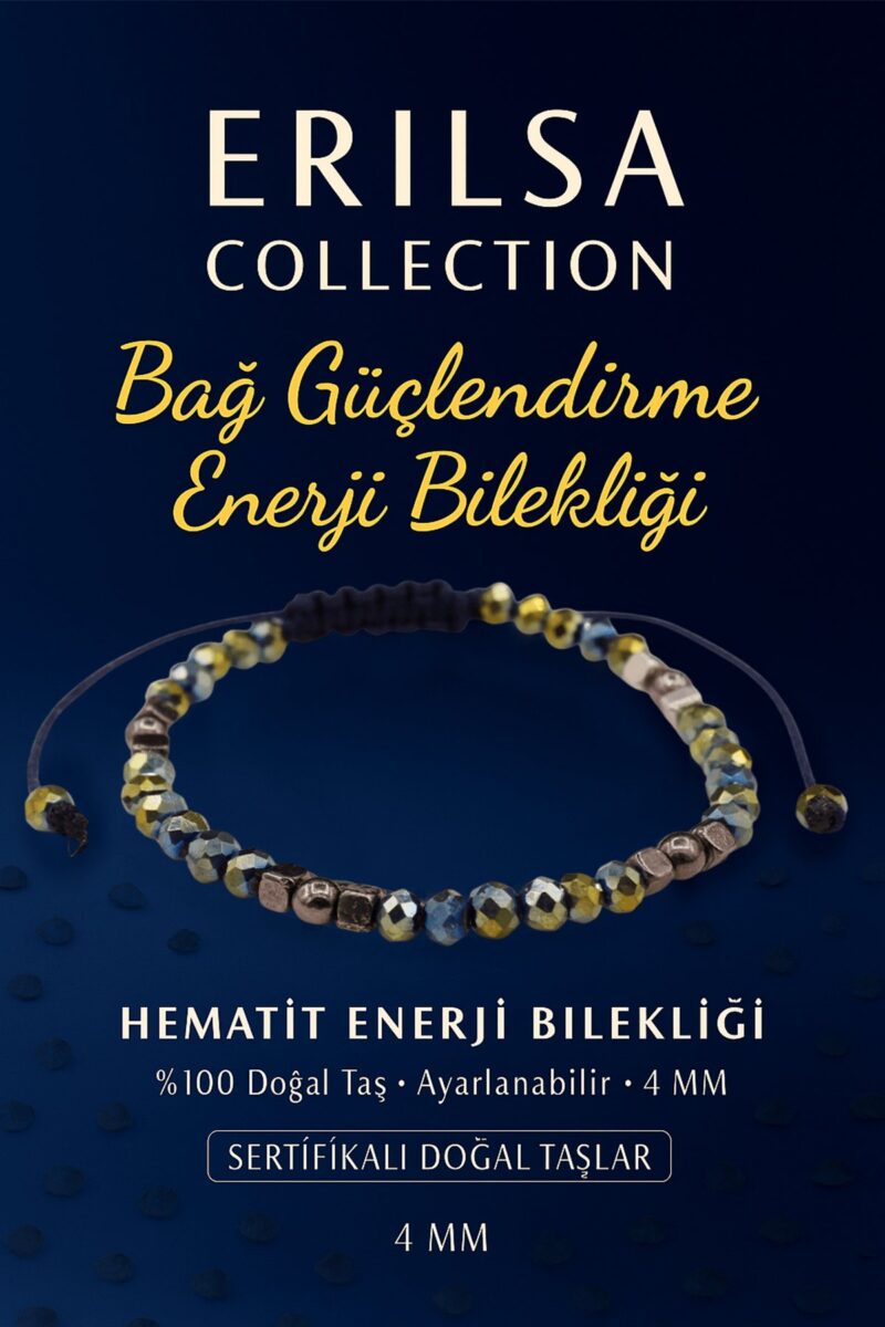 Sertifikalı Bağ Güçlendirme Enerji Aktivasyonu Bilekliği – Hematit Doğal Taş 4 mm