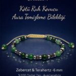 Sertifikalı Kötü Ruh Kovucu Aura Temizleme Bilekliği - Zebercet ve Terahertz 6mm Doğal Taş