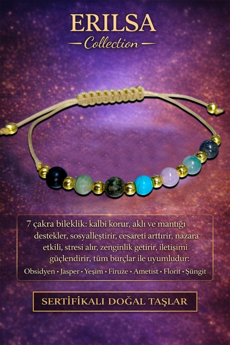 Sertifikalı 7 Çakra Denge Ve Enerji Uyum Bilekliği – Doğal Taş Şifa Serisi - Sütlü Kahve