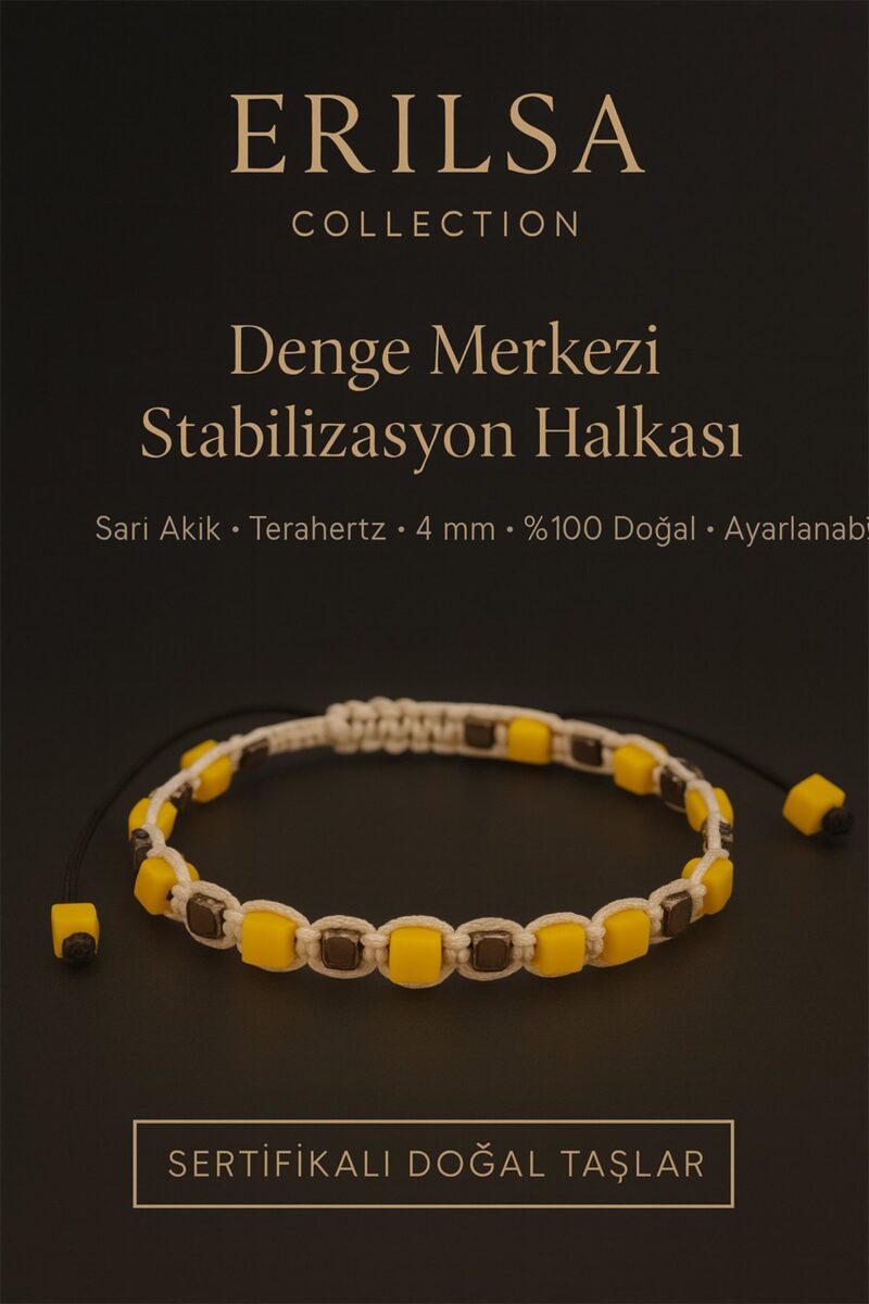 Sertifikalı Denge Merkezi Stabilizasyon Halkası – Sarı Akik ve Terahertz Doğal Taş 4 mm