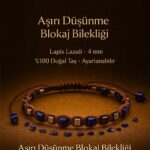 Sertifikalı Aşırı Düşünme Blokaj Enerji Bilekliği – Lapis Lazuli Doğal Taş 4 mm Ayarlanabilir