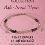 Sertifikalı Aşk Sevgi Uyum Enerji Bilekliği - Pembe Kuvars ve Terahertz Doğal Taş 4 mm