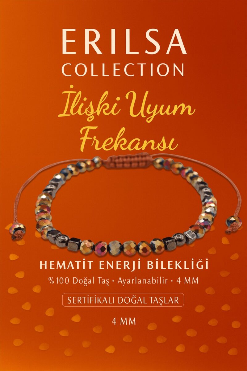 Sertifikalı İlişki Uyumu Frekansı Aktivasyon Bilekliği – Hematit ve Terahertz Doğal Taş 4 mm
