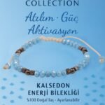 Sertifikalı Atılım Güç Aktivasyon Enerji Bilekliği - Mavi Kalsedon ve Terahertz Doğal Taş 4 mm