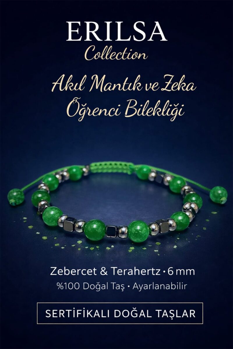 Sertifikalı Akıl Mantık ve Zeka Öğrenci Bilekliği – Zebercet Taşı Terahertz Doğal Taş 6mm