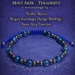 Sertifikalı Boğaz Kuruluğu Denge Nem Akış Enerjisi Bilekliği – Mavi Akik Ve Terahertz Doğal taş