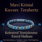 Sertifikalı Kolesterol Temizlenme Enerji Halkası – Mavi Kristal Kuvars ve Terahertz 4 mm