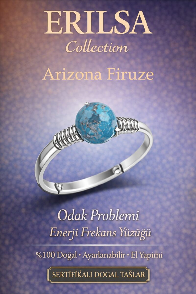 Sertifikalı Odak Güçlendirme Enerji Yüzüğü – Arizona Firuze Ayarlanabilir İnce Yay Kova Balık Burcu