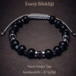 Sertifikalı Gri Depresyon Enerji Denge Bilekliği – Ham Oniks - Terahertz Taşı Ayarlamalı El İşçiliği
