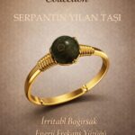 Sertifikalı Sindirim Enerji Denge Yüzüğü – Serpantin Taşı Ayarlanabilir Gold İnce Kasa Yengeç Balık