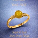 Sertifikalı Soğuk El Ayak Enerji Yüzüğü – Yeşil Akik Ayarlanabilir Gold İnce Kasa Yengeç Balık Burç