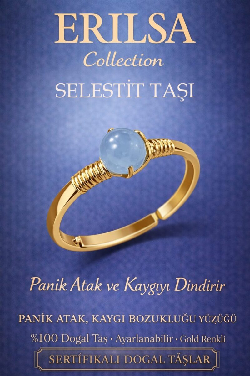 Sertifikalı Migren ve Baş Ağrısı Enerji Yüzüğü – Şeffaf Akik Ayarlanabilir Gold Koç Başak Burcu