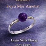 Sertifikalı Derin Nefes Blokajı Yüzüğü – Koyu Mor Ametist Ayarlanabilir İnce Kasa Balık Kova Yengeç