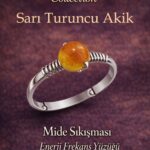 Sertifikalı Mide Sıkışması Enerji Yüzüğü – Sarı Turuncu Akik Ayarlanabilir İnce Kasa Aslan Koç Yay