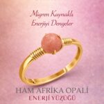 Sertifikalı Migren Enerji Denge Yüzüğü – Ham Afrika Opali Ayarlamalı Gold İnce Kasa Koç Yengeç Balık