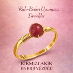 Sertifikalı Ruh Beden Denge Yüzüğü – Kırmızı Akik Taşı Ayarlanabilir Gold Aslan Koç Burcu