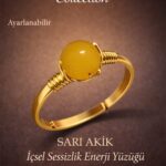 Sertifikalı İçsel Sessizlik Enerji Yüzüğü – Sarı Akik Taşı Ayarlamalı Gold İnce Başak Oğlak Burcu