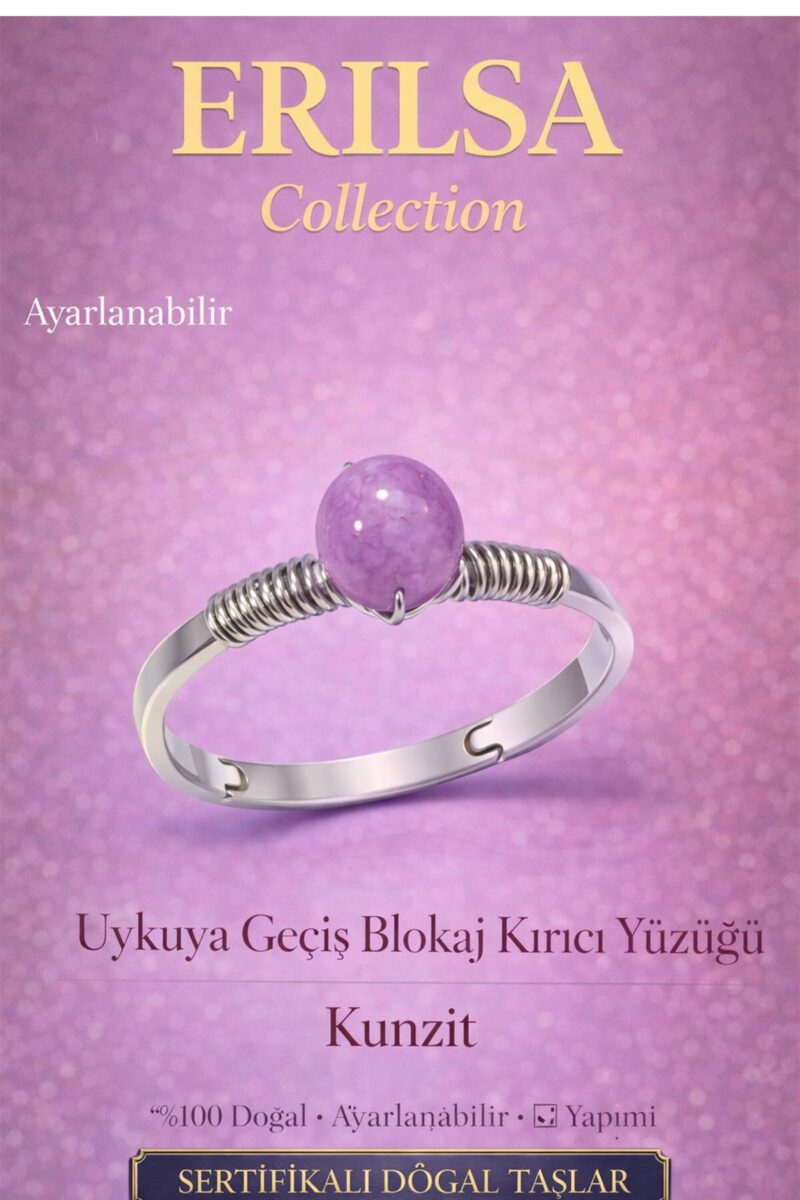 Sertifikalı Uykuya Geçiş Blokaj Kırıcı Yüzüğü – Kunzit Ayarlamalı İnce Kasa Balık Terazi Yengeç Burç