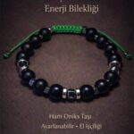 Sertifikalı Yeşil Sindirim Enerji Denge Bilekliği – Ham Oniks - Terahertz Ayarlamalı El İşçiliği