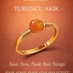 Sertifikalı Sinir Stres Panik Atak Yüzüğü – Turuncu Akik Taşı Ayarlanabilir Gold Kasa Koç Aslan Yay