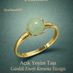 Sertifikalı Günlük Enerji Koruma Yüzüğü – Yeşim Taşı Ayarlanabilir Gold İnce Terazi Balık Burcu
