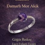 Sertifikalı Göğüs Baskısı Enerji Yüzüğü – Damarlı Mor Akik Ayarlamalı İnce Kasa Yengeç Balık Terazi
