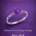 Sertifikalı Bütünsel Enerji Denge Yüzüğü – Mor Akik Taşı Ayarlamalı İnce Kasa Akrep Kova Oğlak Burç