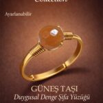 Sertifikalı Duygusal Denge Enerji Yüzüğü – Güneş Taşı Ayarlanabilir Gold İnce Aslan Koç Yay Burcu