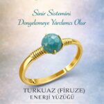 Sertifikalı Sinir Sistemi Denge Yüzüğü – Turkuaz Firuze Ayarlanabilir Gold Terazi Balık Burcu