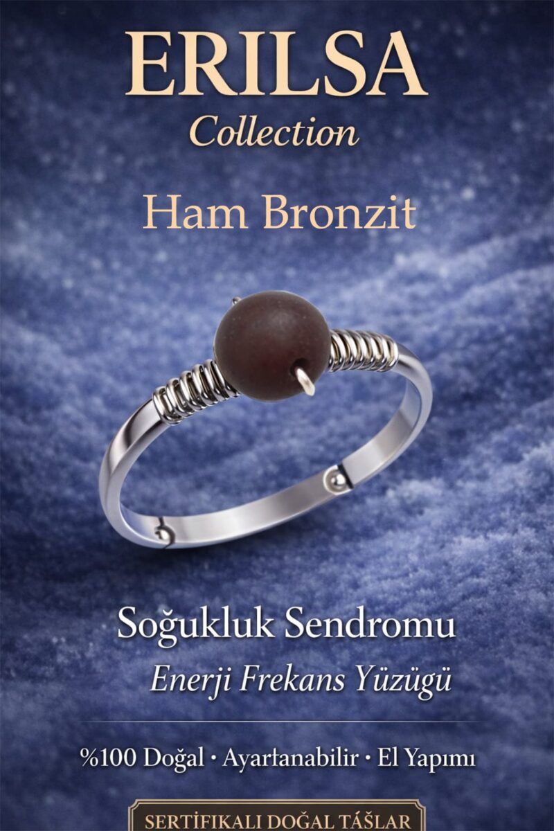 Sertifikalı Soğukluk Sendromu Enerji Yüzüğü – Ham Bronzit Ayarlanabilir İnce Kasa Boğa Oğlak Başak