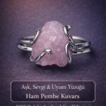 Sertifikalı Aşk Sevgi Uyum Enerji Yüzüğü – Ham Pembe Kuvars – Ayarlamalı