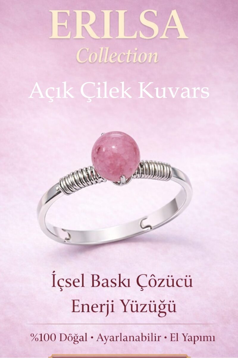 Sertifikalı İçsel Baskı Çözücü Enerji Yüzüğü – Açık Çilek Kuvars Ayarlamalı İnce Yengeç Balık Terazi