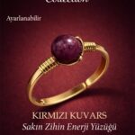 Sertifikalı Sakin Zihin Enerji Yüzüğü – Kırmızı Kuvars Taşı Ayarlanabilir Gold İnce Koç Aslan Burcu