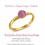 Sertifikalı Pembe Akik İçsel Gerginlik Azaltıcı Kadın Enerji Yüzüğü -Ayarlanamalı Gold Terazi Burcu