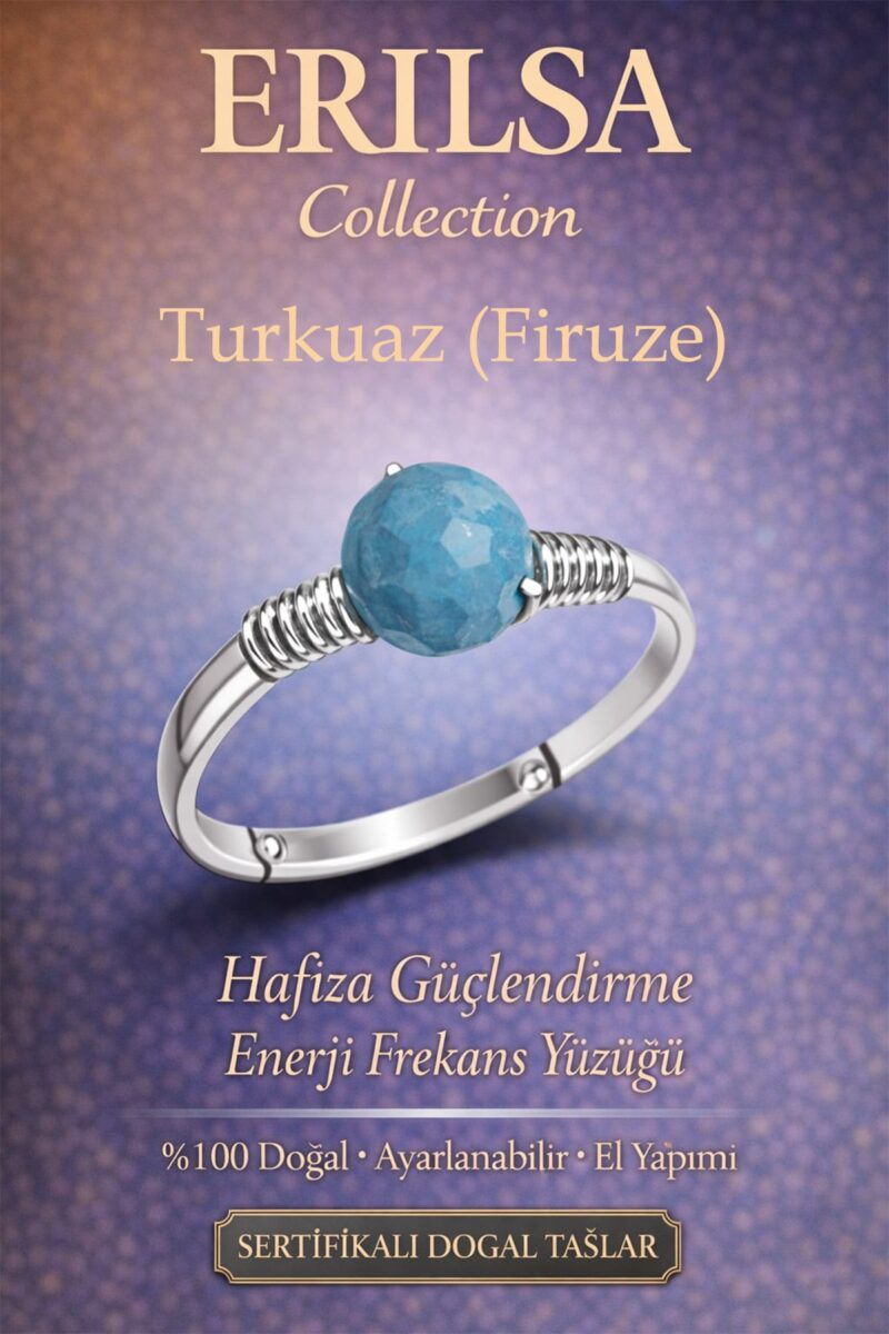 Sertifikalı Hafıza Güçlendirme Enerji Yüzüğü – Turkuaz Firuze Ayarlanabilir İnce İkizler Kova Burcu