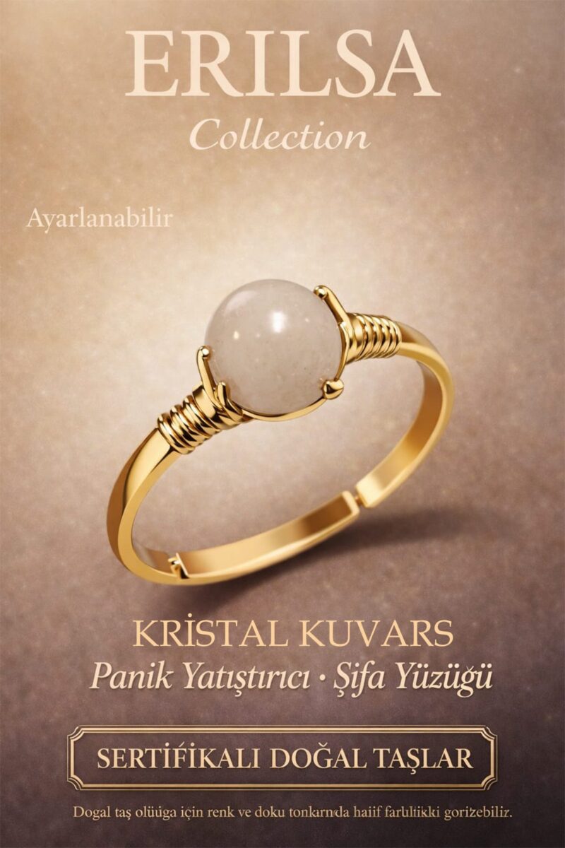 Sertifikalı Panik Yatıştırıcı Enerji Yüzüğü – Kristal Kuvars Ayarlamalı Yengeç Balık Başak Burcu