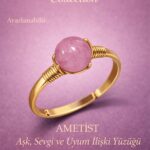 Sertifikalı Aşk Sevgi Uyum Enerji Yüzüğü – Ametist Taşı Ayarlanabilir Gold İnce Balık Kova Burcu