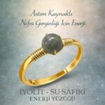 Sertifikalı Nefes Rahatlatıcı Enerji Yüzüğü – İyolit Taşı Ayarlamalı Gold İnce Kasa Balık Yay Burcu